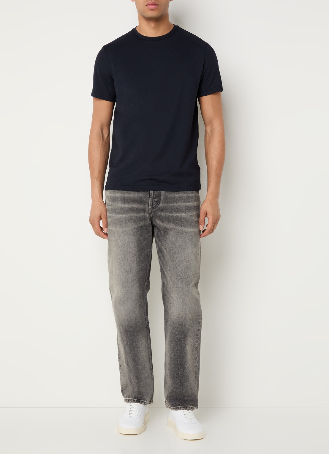 Peuterey Zole T-shirt met in zijdeblend - voorkant 3 donkerblauw