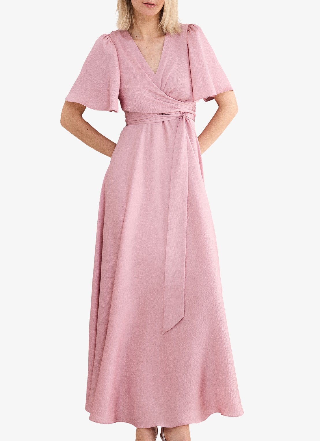 Phase Eight Abbie maxi jurk met strikceintuur - detail 4 oudroze