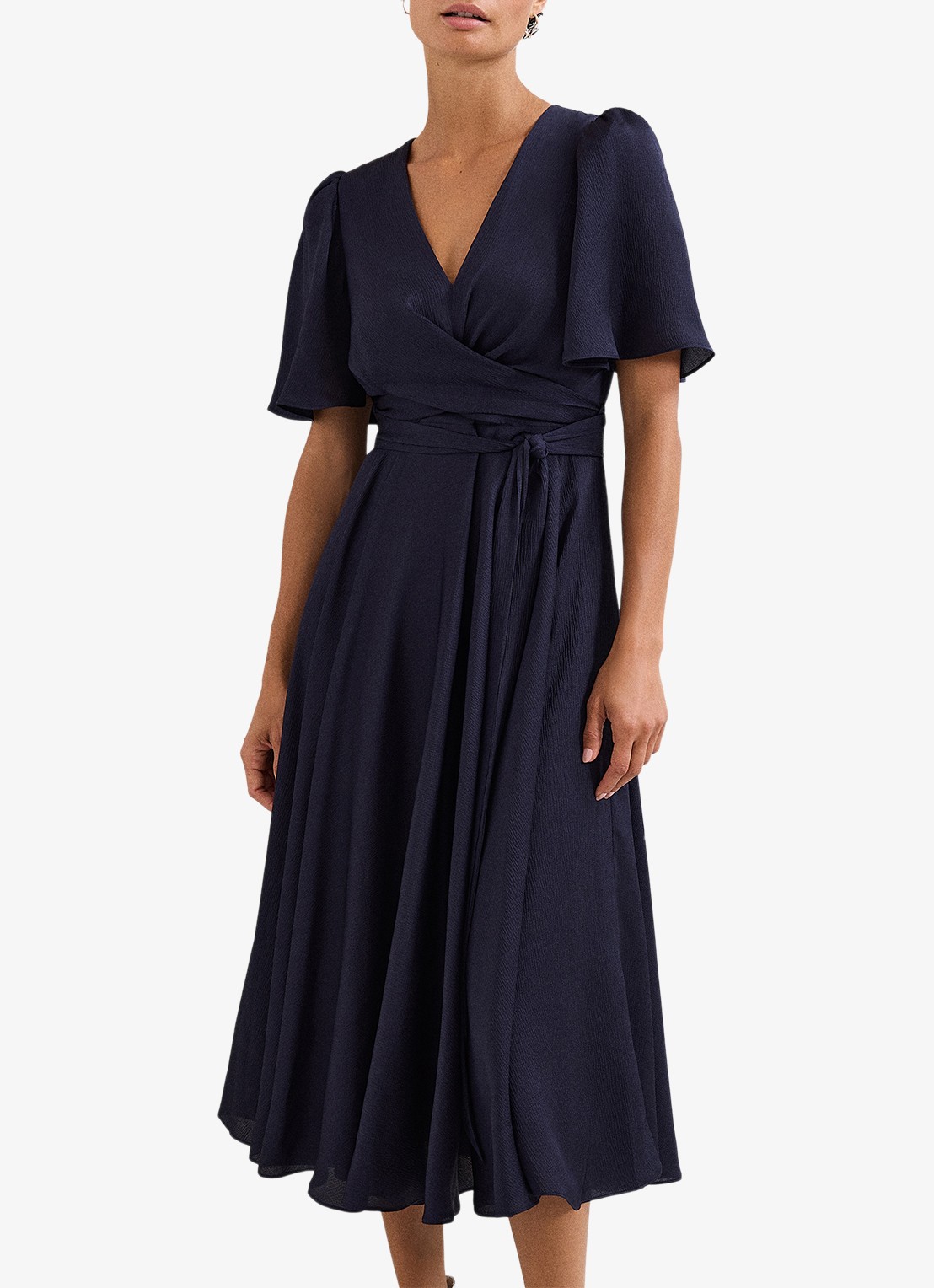 Phase Eight Abbie midi jurk met strikceintuur pofmouwen - detail 3 blauw