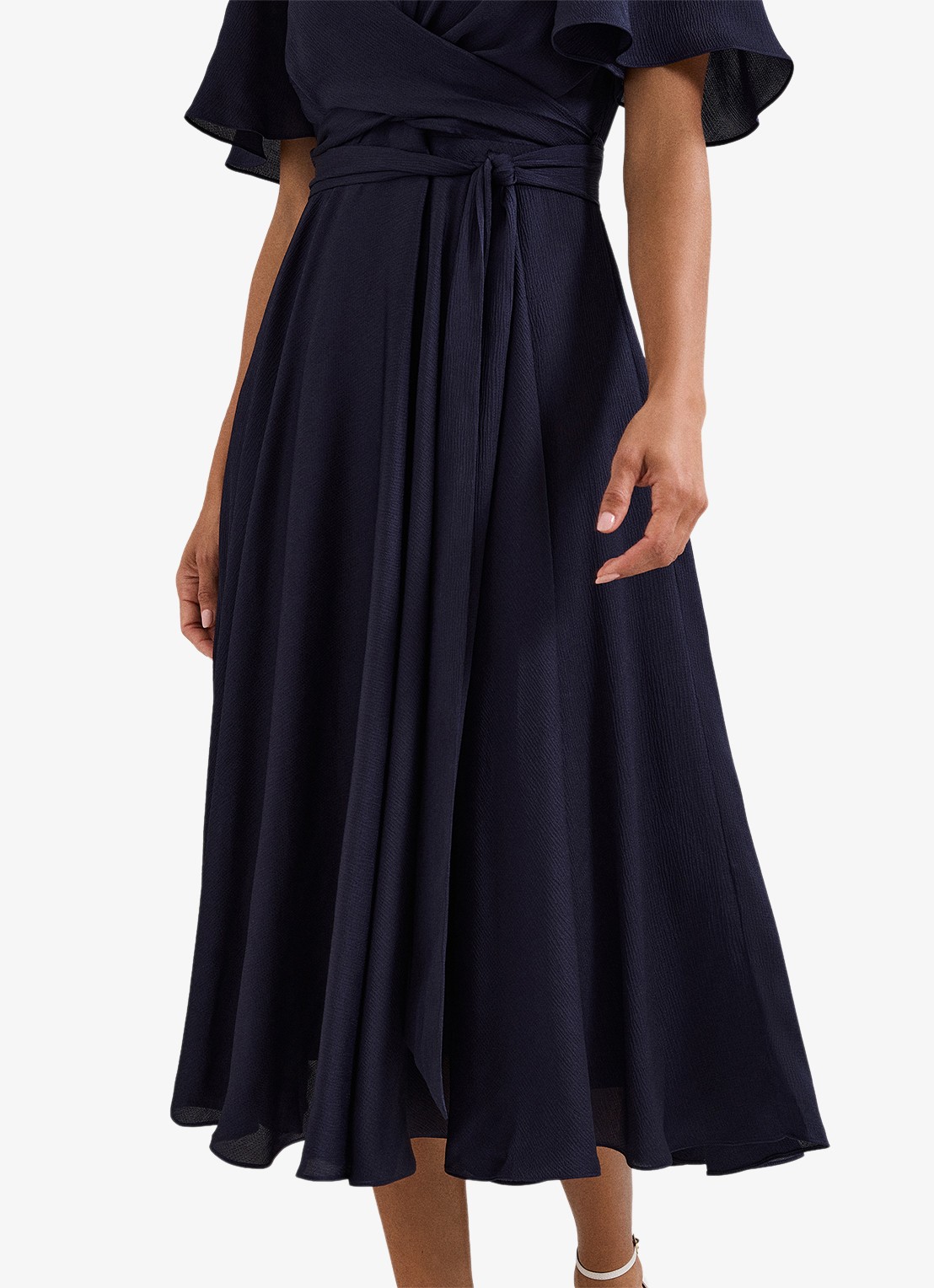 Phase Eight Abbie midi jurk met strikceintuur pofmouwen - detail 6 blauw