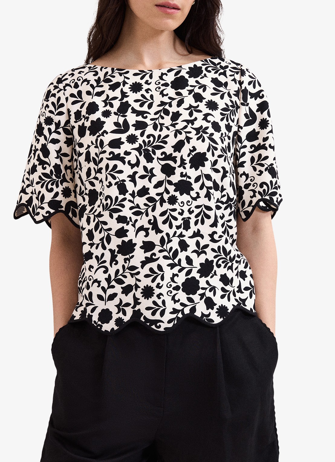 Phase Eight Abi tuniek me bloemenprint - detail 2 zwart