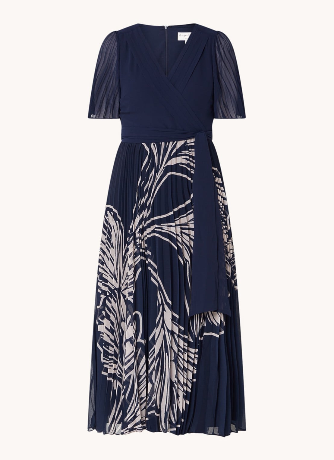 Phase Eight Abigail midi tuniekjurk met print en plissé  - voorkant donkerblauw
