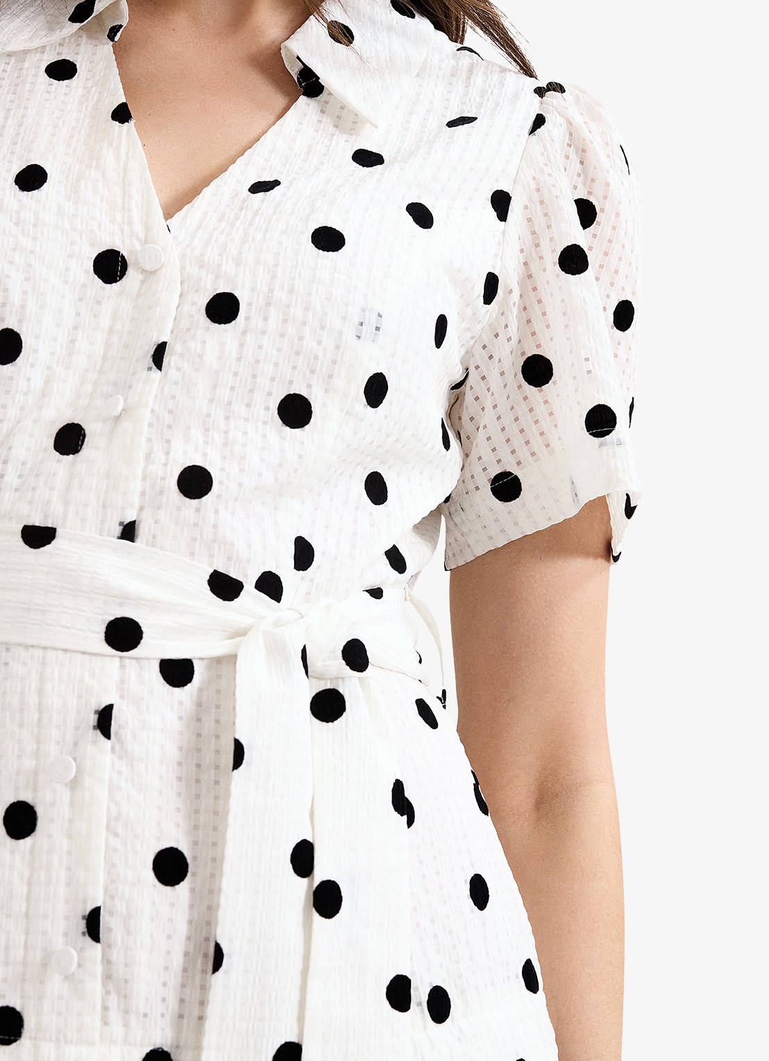 Phase Eight Adele midi jurk met stippenprint - detail 5 ivoor