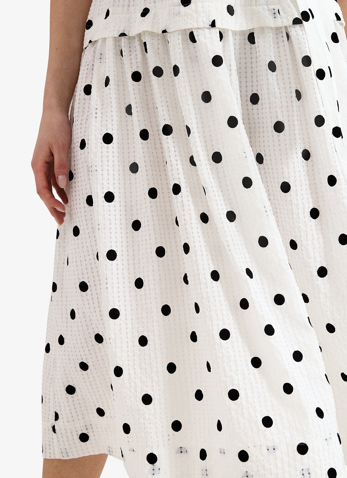 Phase Eight Adele midi jurk met stippenprint - detail 6 ivoor
