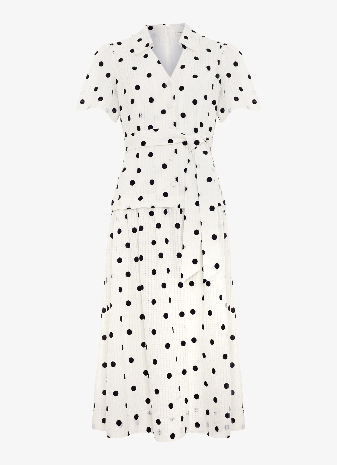 Phase Eight Adele midi jurk met stippenprint - voorkant ivoor