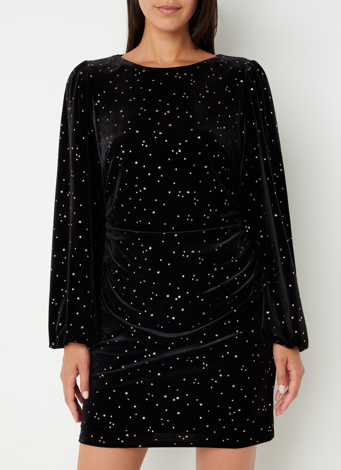 Phase Eight Adele mini jurk van fluweel met pofmouw - detail 4 zwart