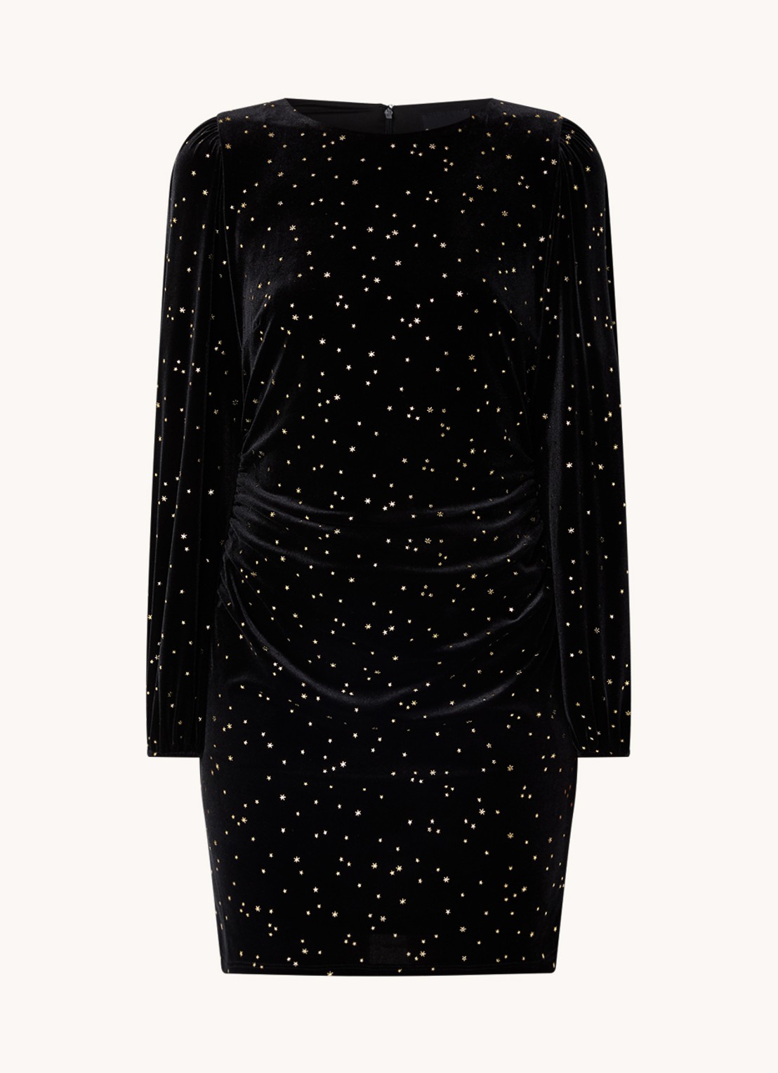 Phase Eight Adele mini jurk van fluweel met pofmouw - voorkant zwart