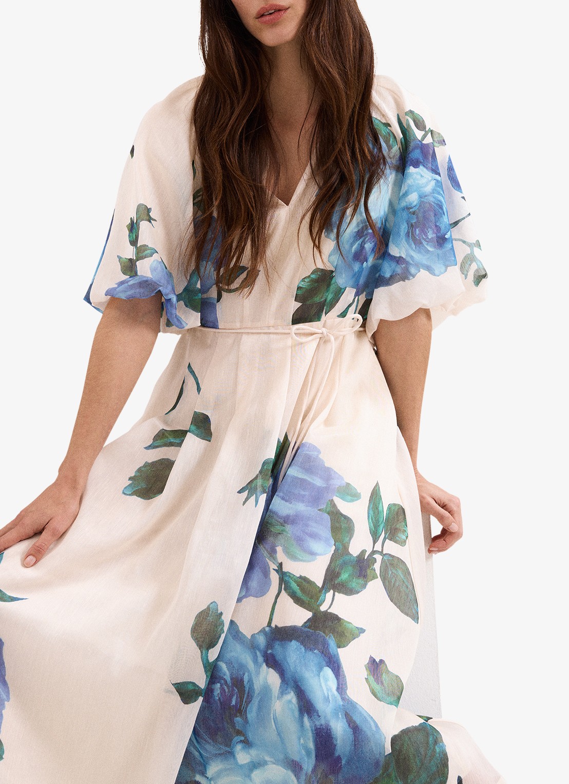 Phase Eight Adeline midi jurk met bloemenprint - detail 3 blauw