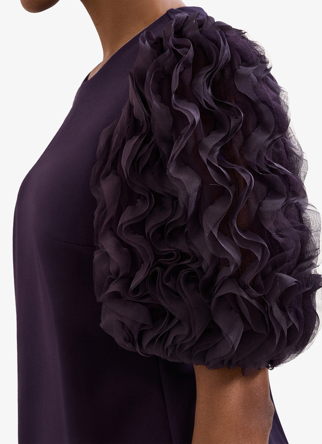 Phase Eight Aida mini jurk met pofmouw - detail 4 aubergine