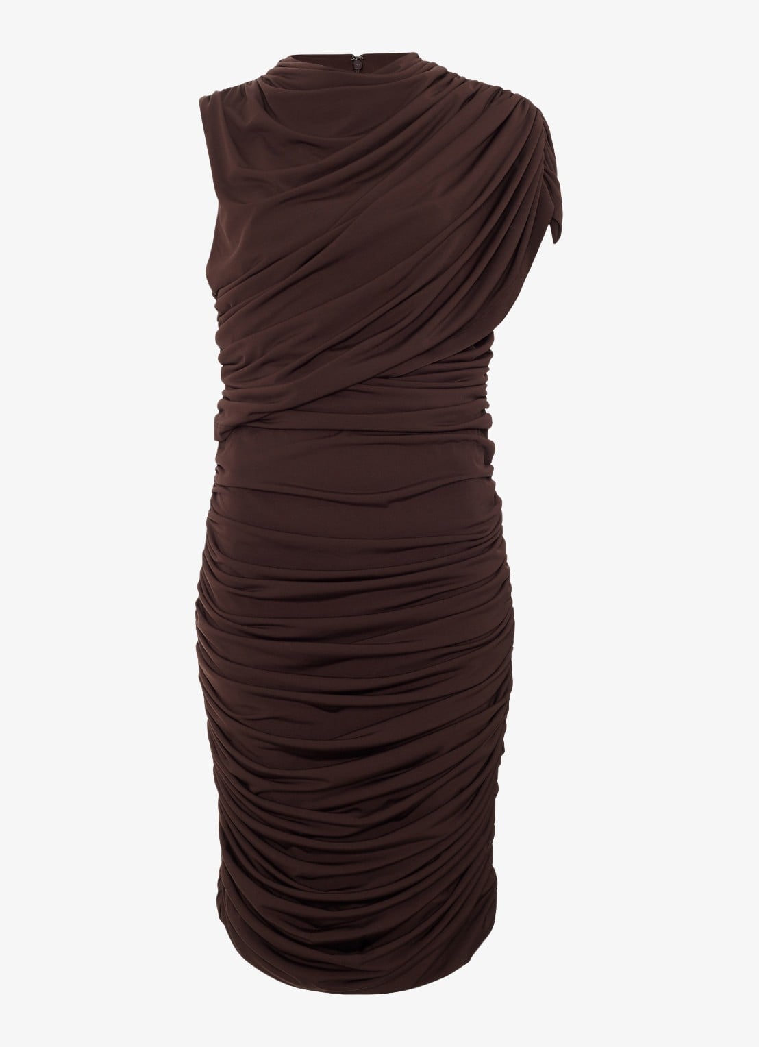 Phase Eight Aimee mini jurk met asymmetrische mouw - voorkant bruin