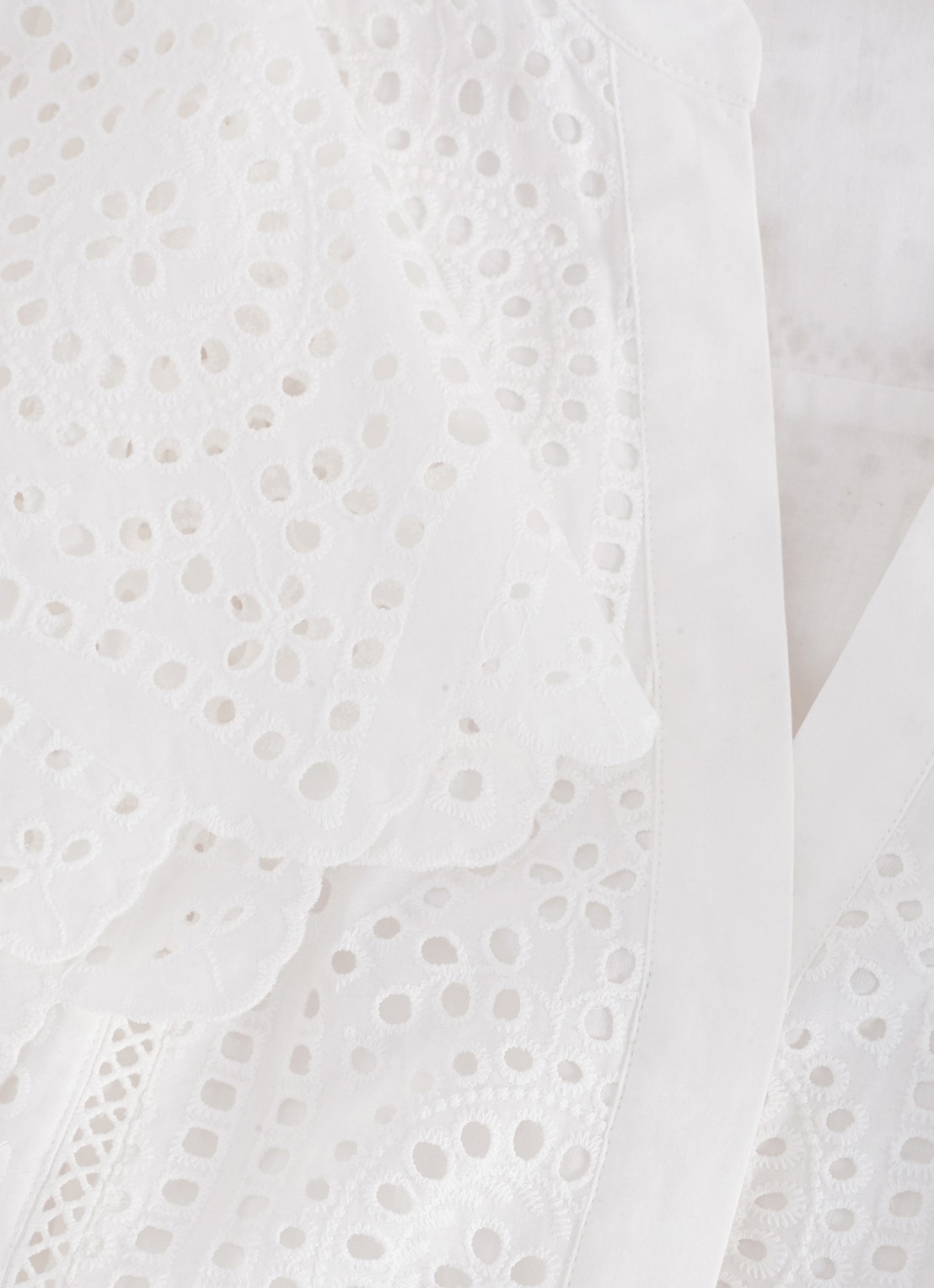 Phase Eight Aletta midi blousejurk met broderie en strikceintuur  - detail 6 wit