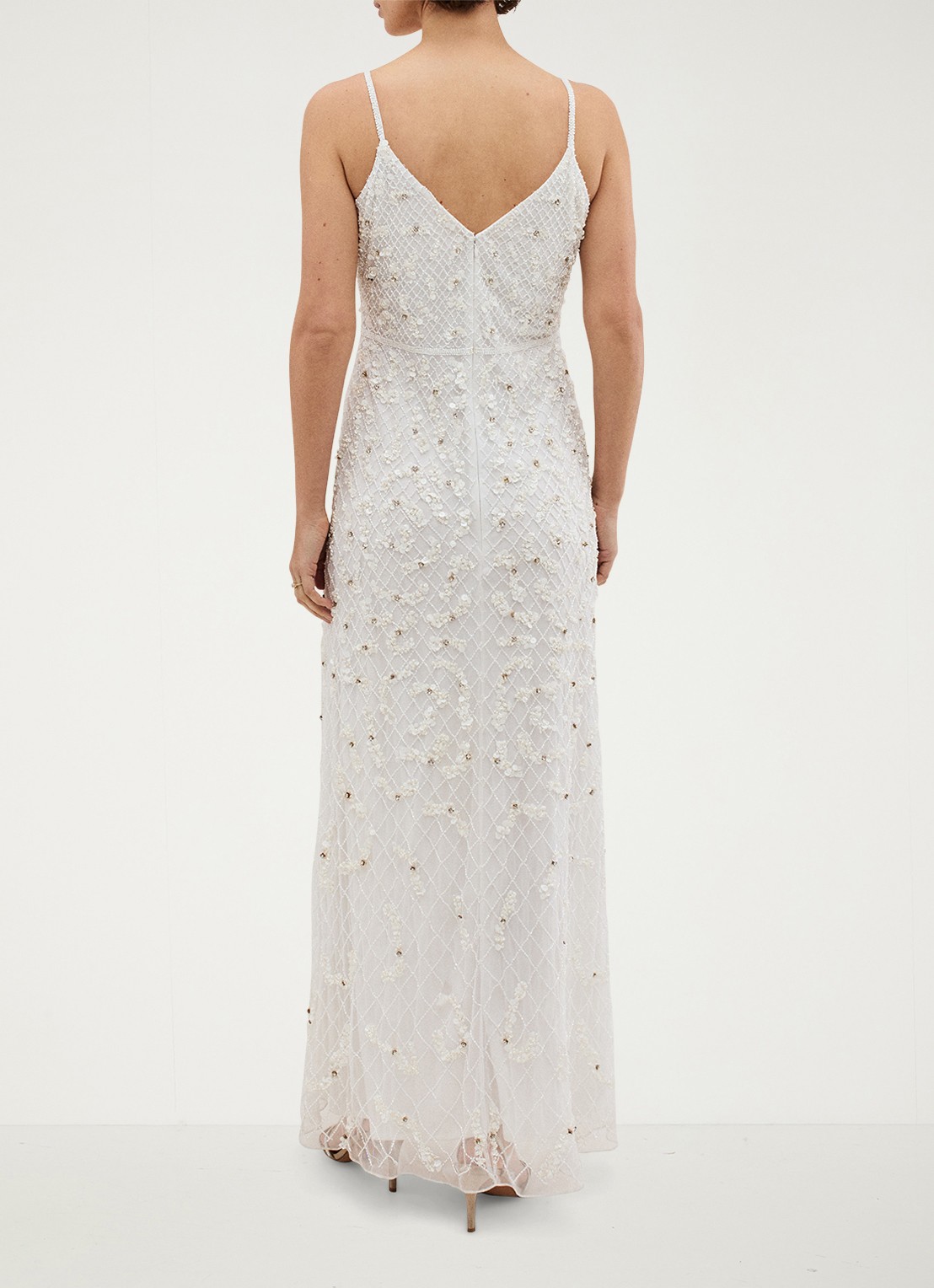 Phase Eight Alexia maxi jurk met studs - achterkant 8 gebroken wit