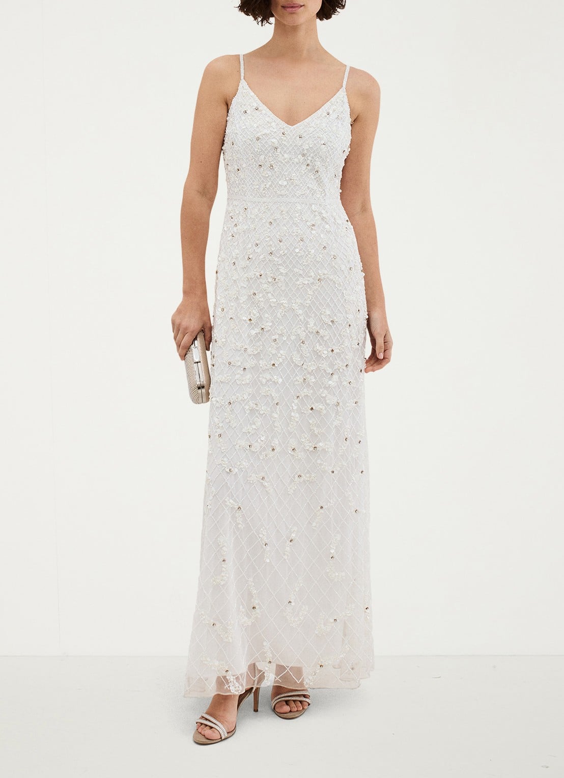 Phase Eight Alexia maxi jurk met studs - detail 3 gebroken wit
