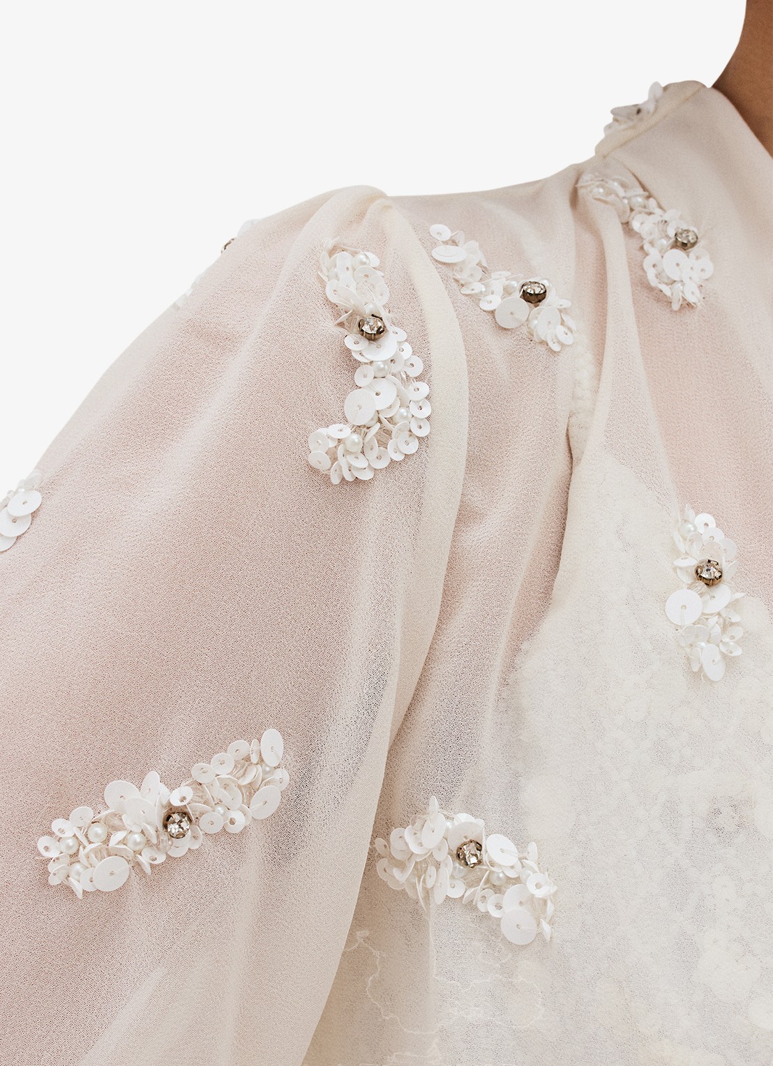 Phase Eight Alexia semi-transparante bolero met strass - detail 6 gebroken wit