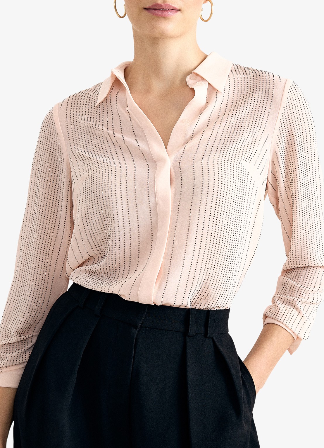 Phase Eight Aleya blouse met strass - detail zalmroze