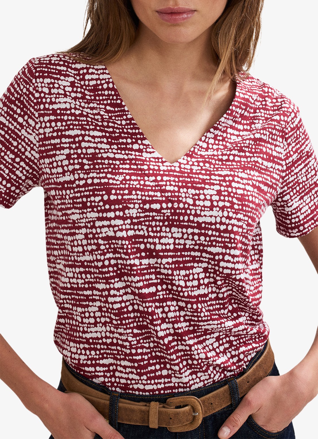 Phase Eight Alice T-shirt met print - detail bordeauxrood