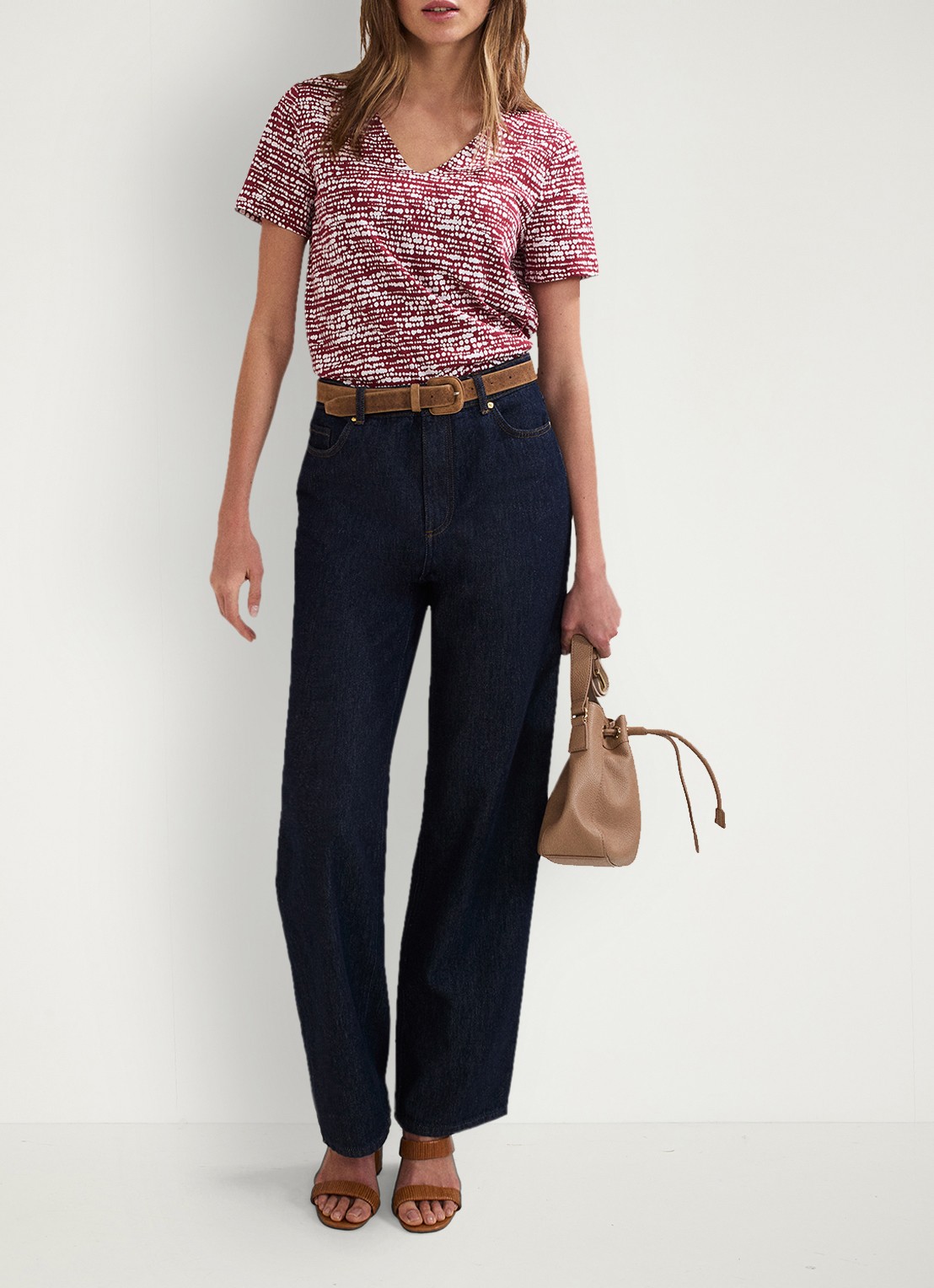 Phase Eight Alice T-shirt met print - voorkant 6 bordeauxrood