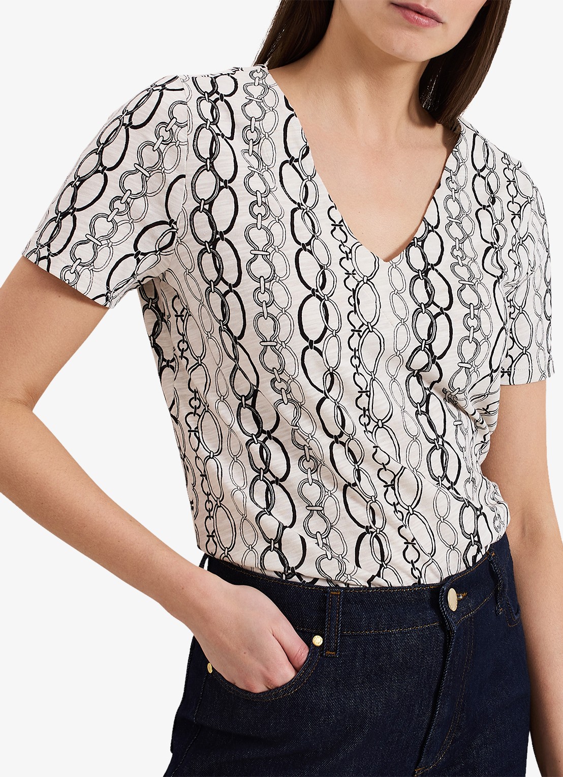 Phase Eight Alice top met print - detail 4 gebroken wit
