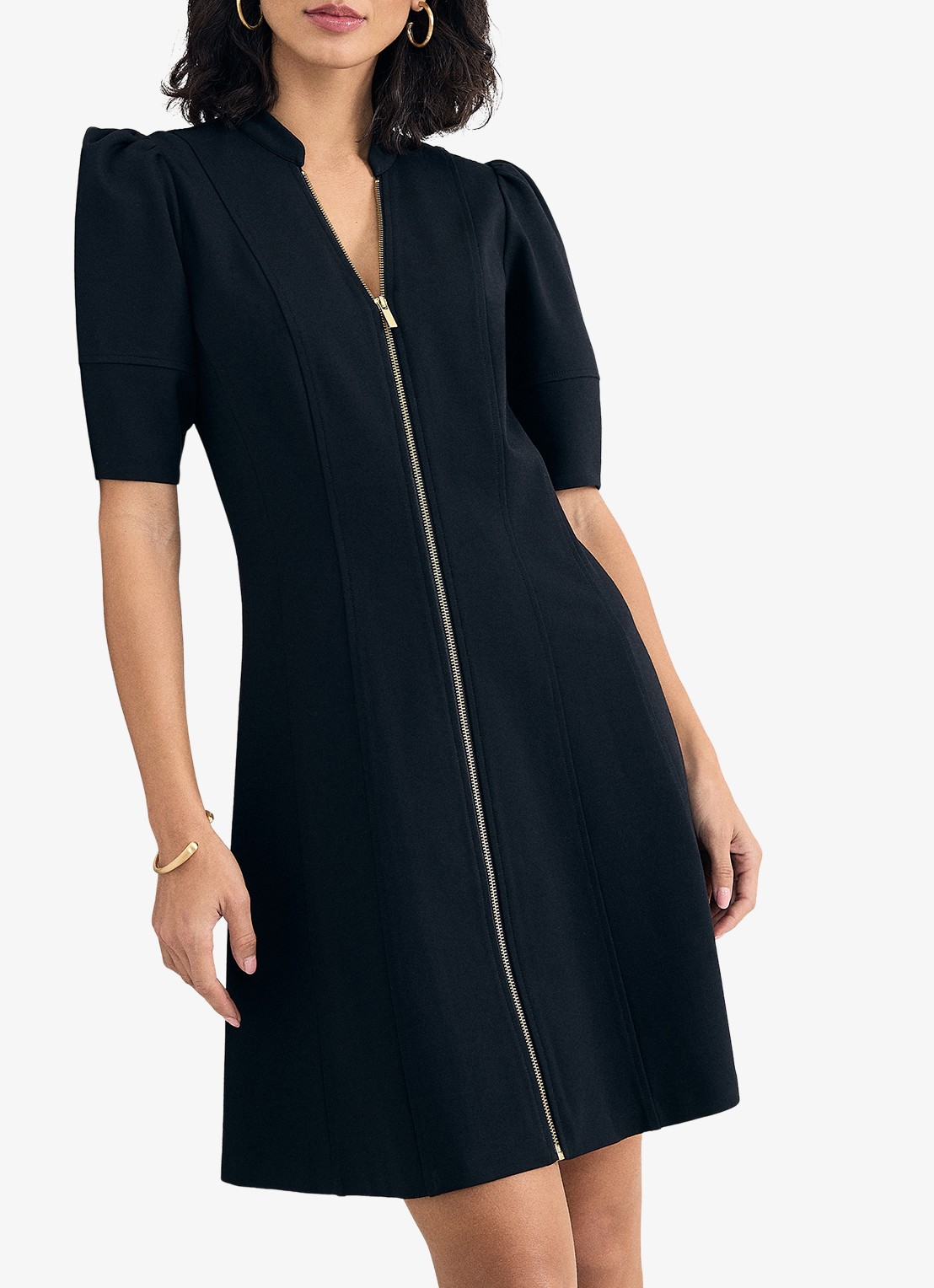 Phase Eight Alima Ponte mini jurk met opstaande kraag - detail zwart