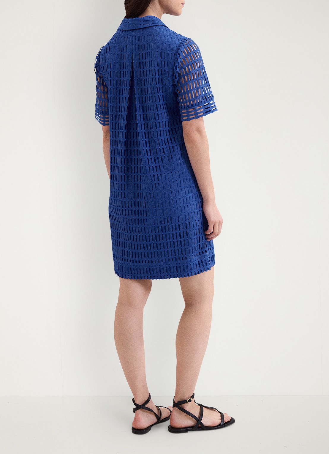 Phase Eight Alina mini jurk met opengewerkt dessin - achterkant 5 blauw