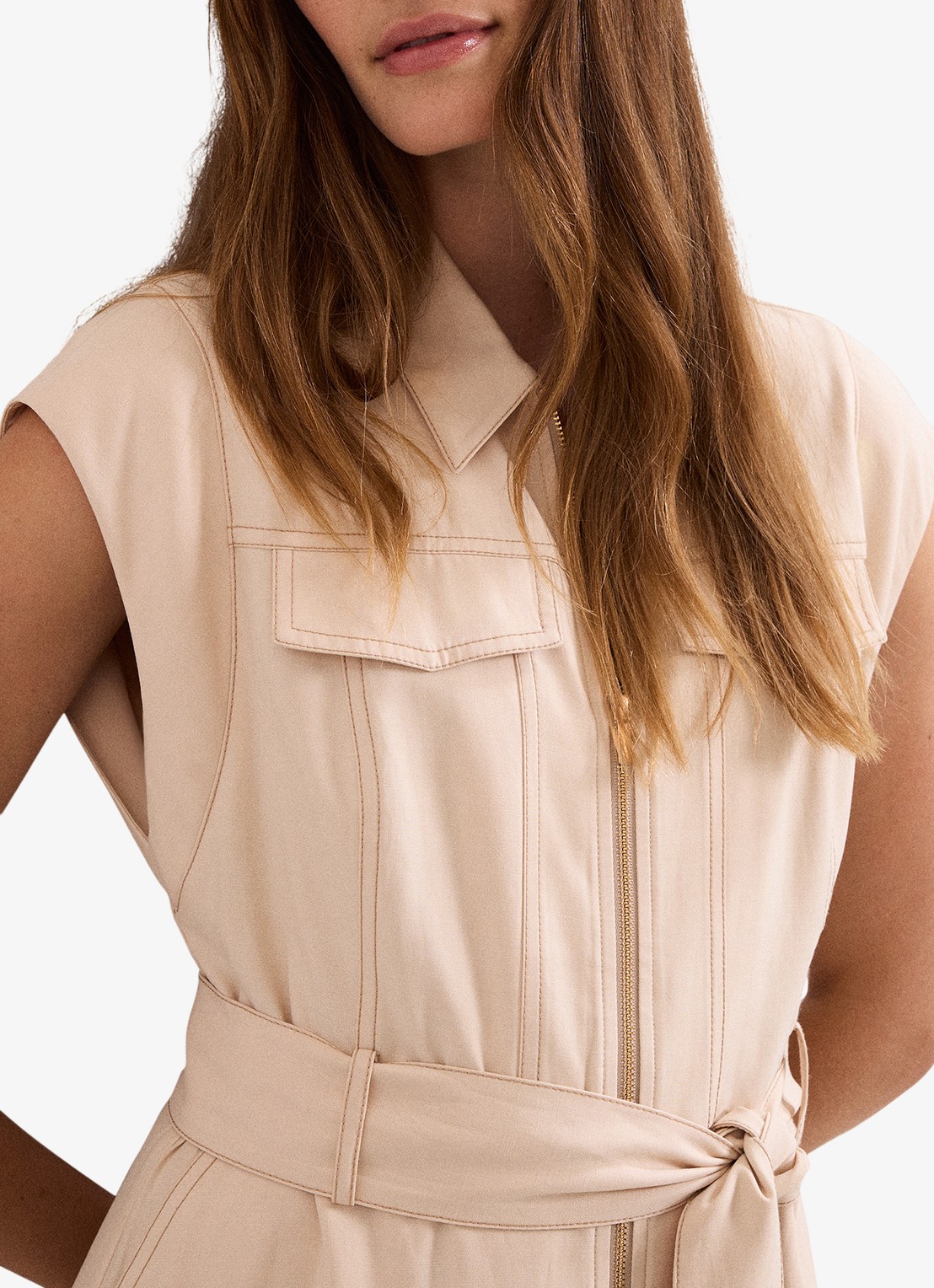 Phase Eight Alira midi jurk met strikceintuur - detail 6 creme