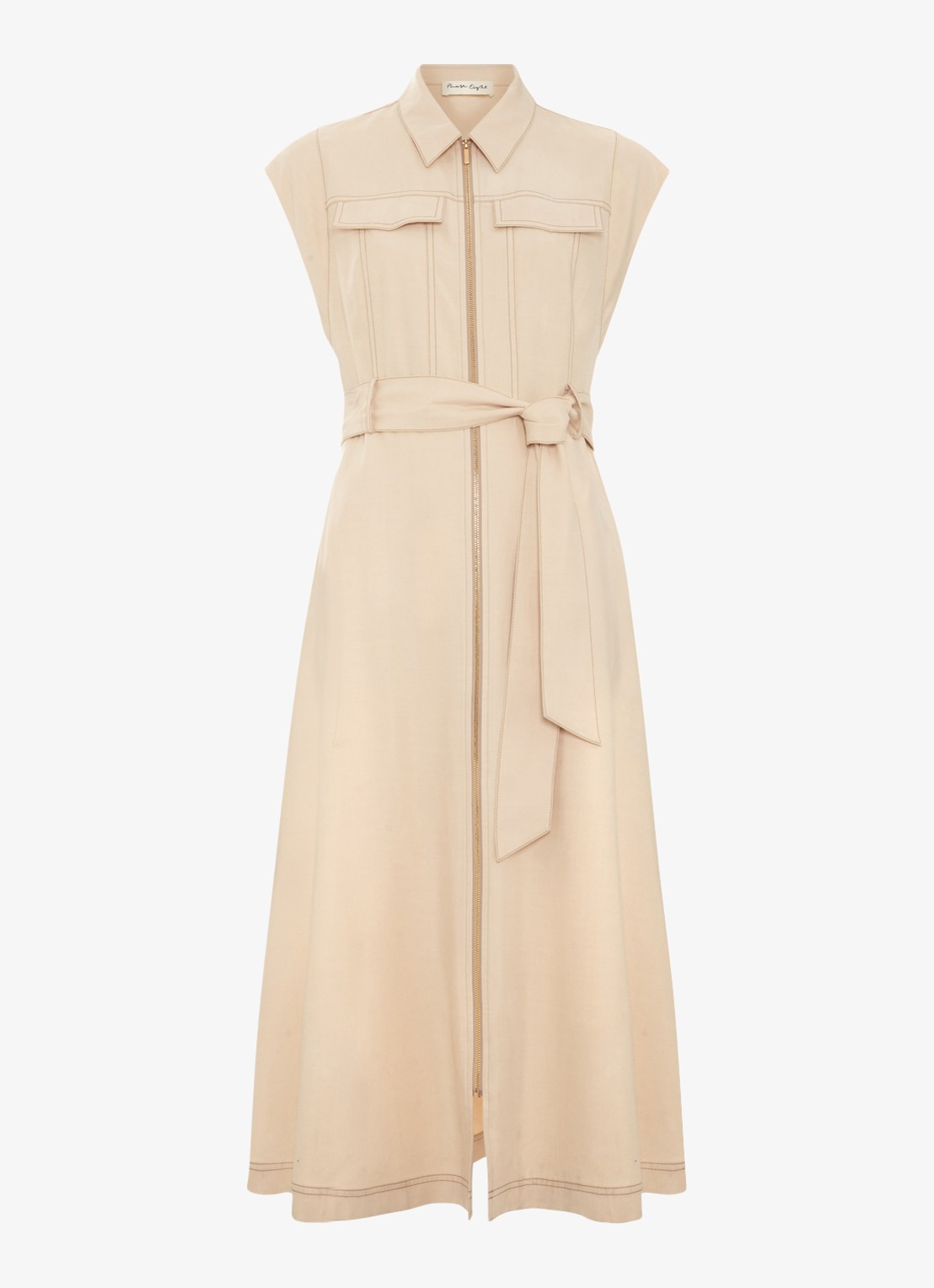 Phase Eight Alira midi jurk met strikceintuur - voorkant 7 creme
