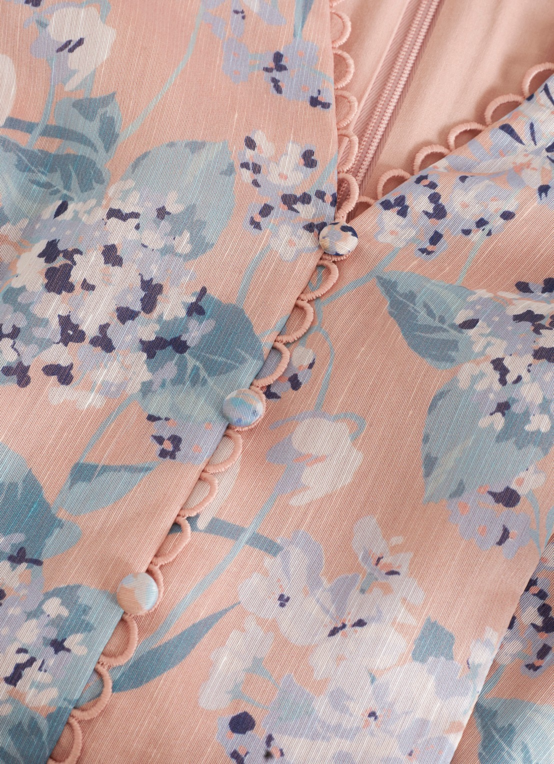 Phase Eight Alison midi jurk in linnenblend met bloemenprint - detail 6 oudroze