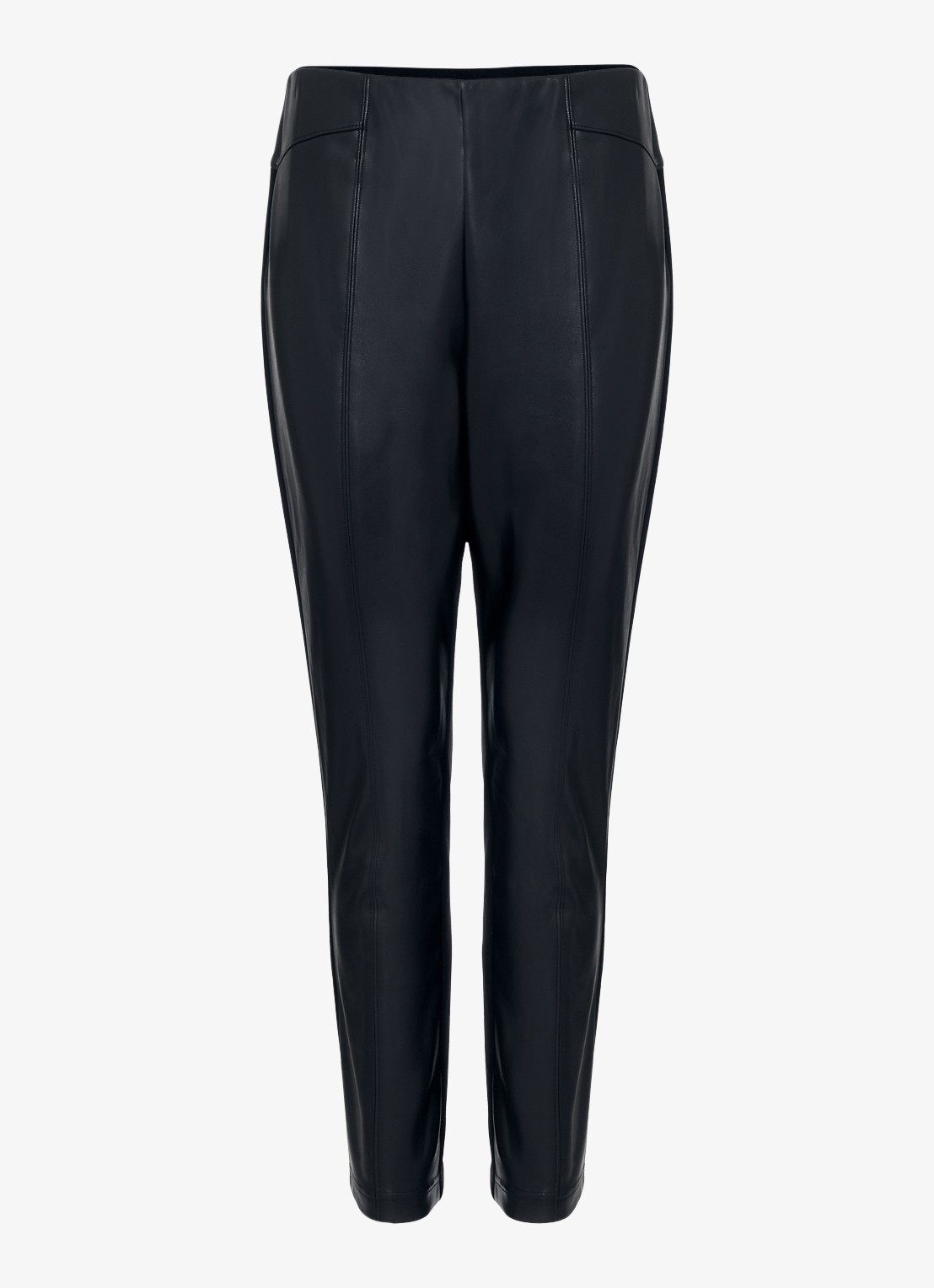 Phase Eight Alora high waist slim fit broek van immitatieleer - voorkant 7 zwart