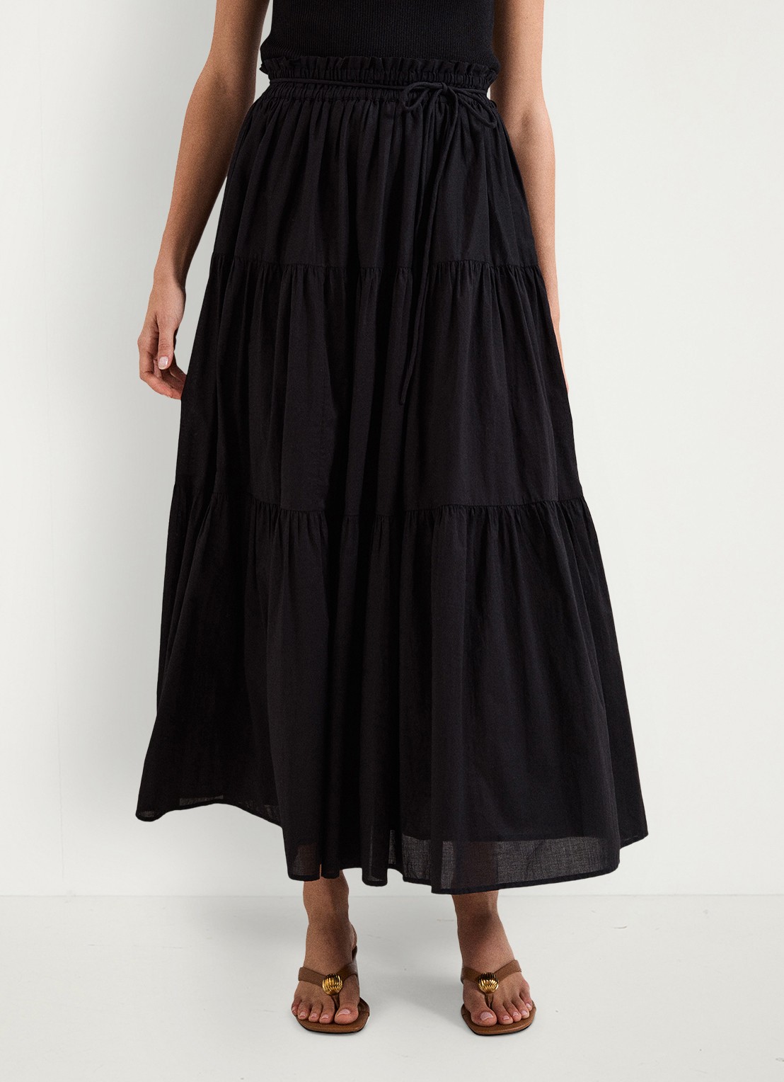 Phase Eight Alva maxi rok met plooien - detail 3 zwart