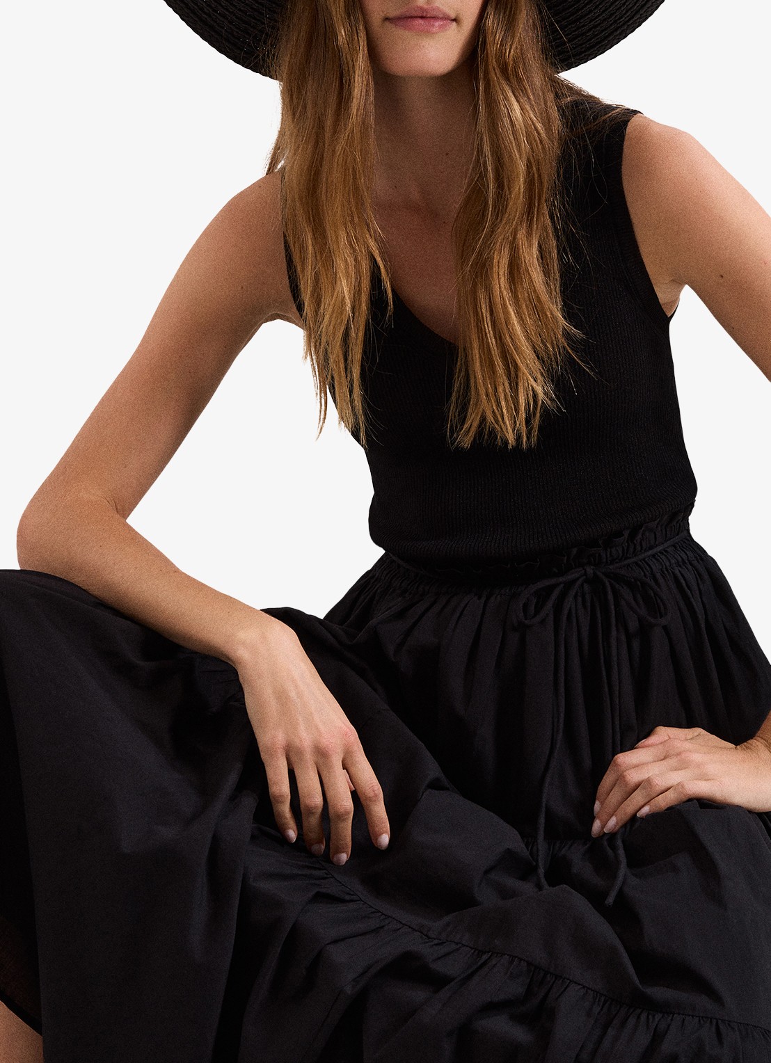 Phase Eight Alva maxi rok met plooien - detail 5 zwart
