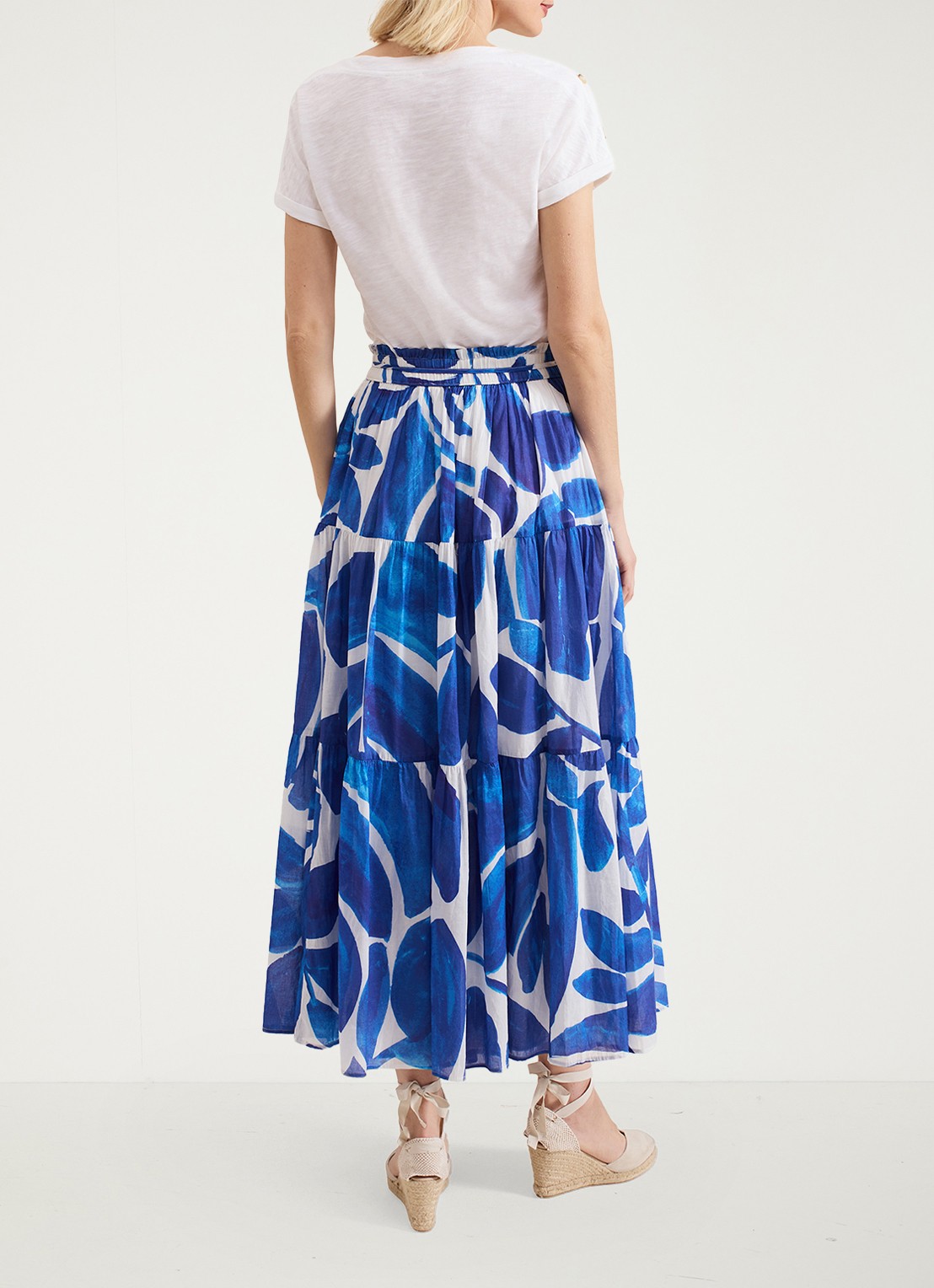 Phase Eight Alva midi rok met print - achterkant 3 donkerblauw
