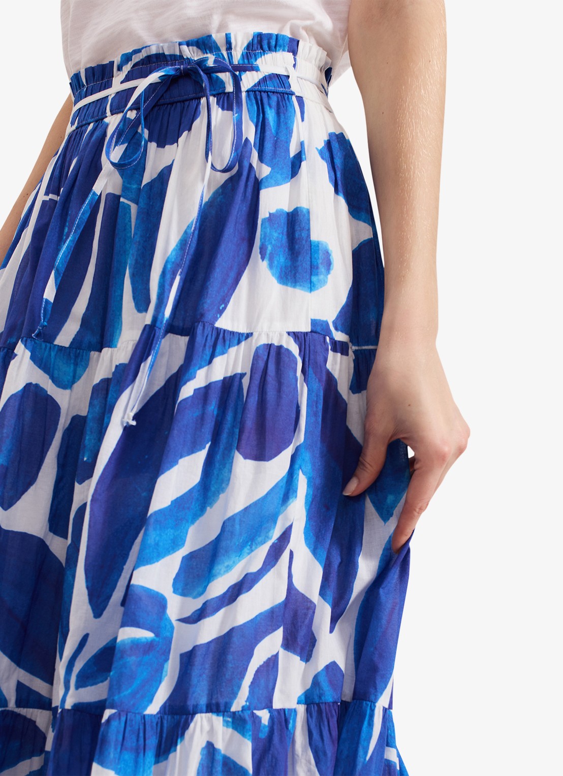 Phase Eight Alva midi rok met print - detail 4 donkerblauw
