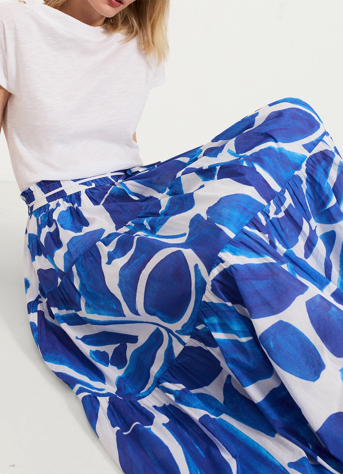 Phase Eight Alva midi rok met print - detail 5 donkerblauw