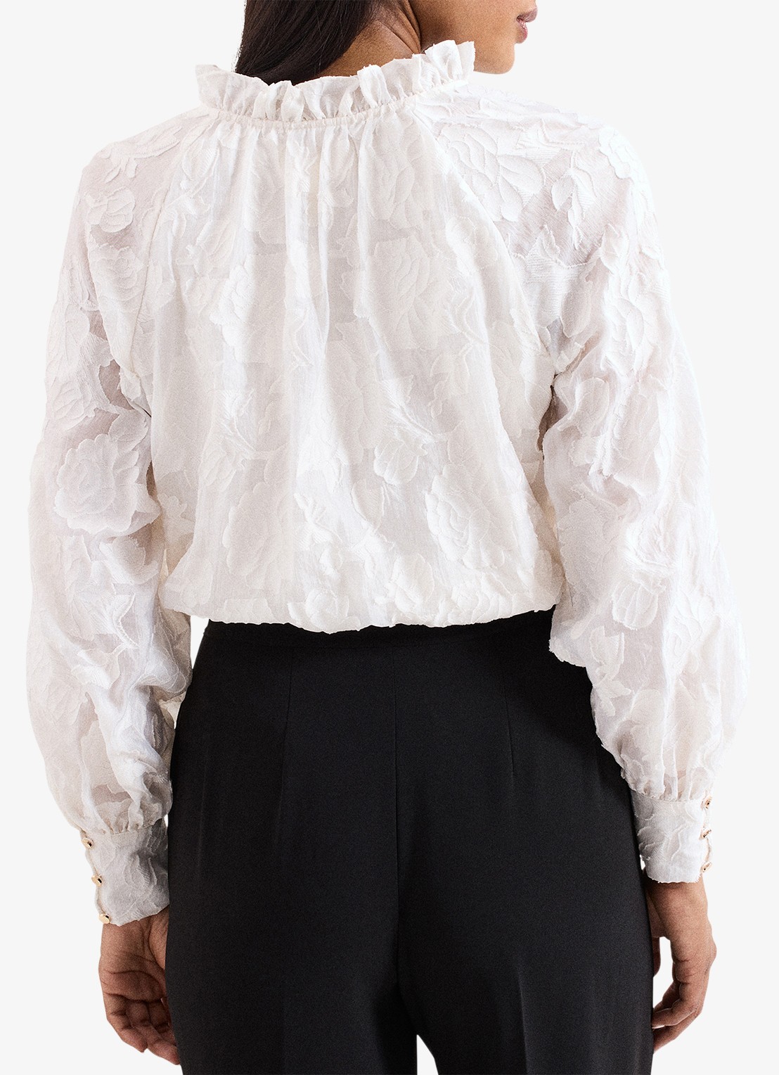 Phase Eight Amal blouse met bloemenprint - achterkant 3 gebroken wit