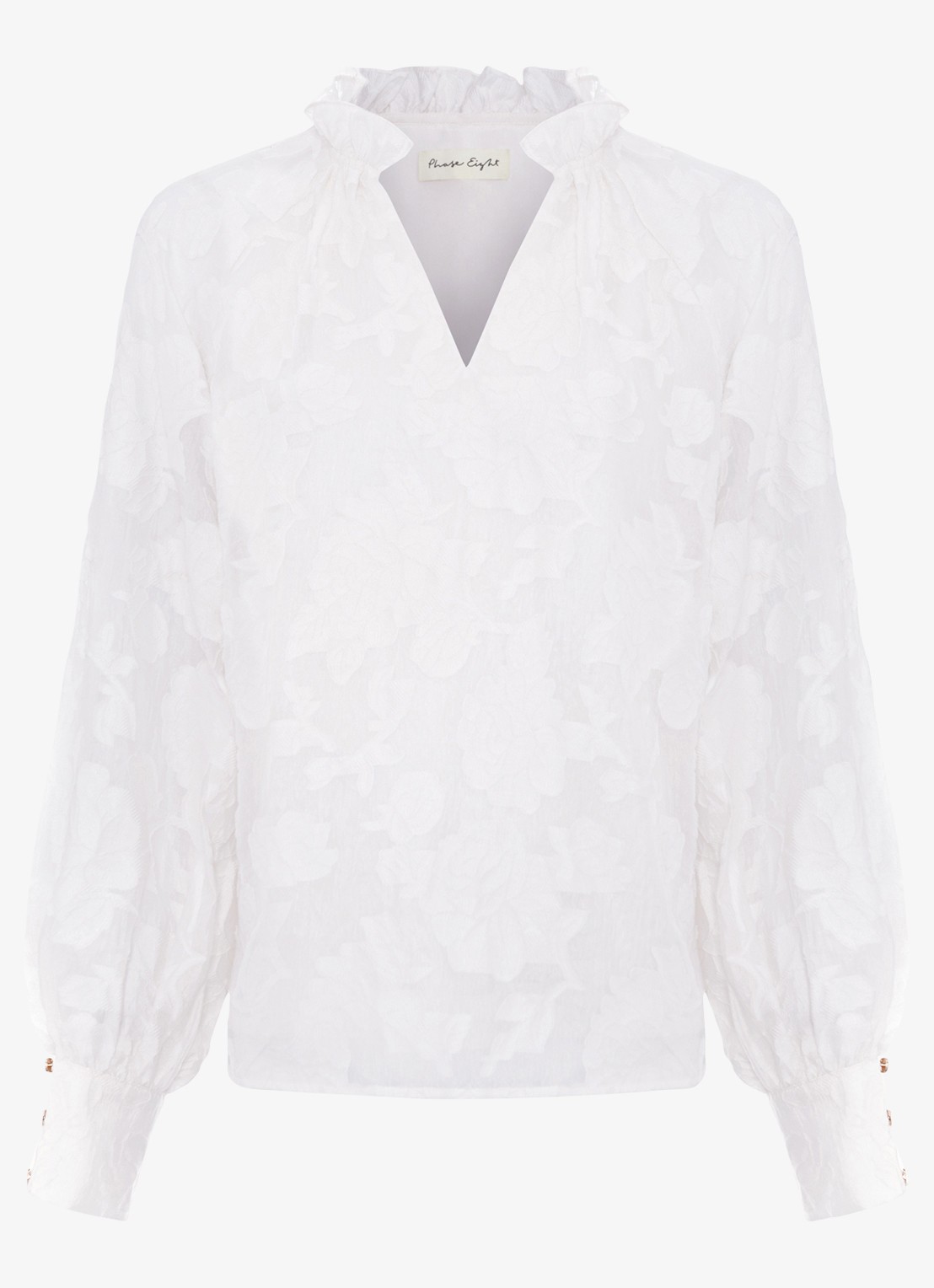Phase Eight Amal blouse met bloemenprint - voorkant gebroken wit