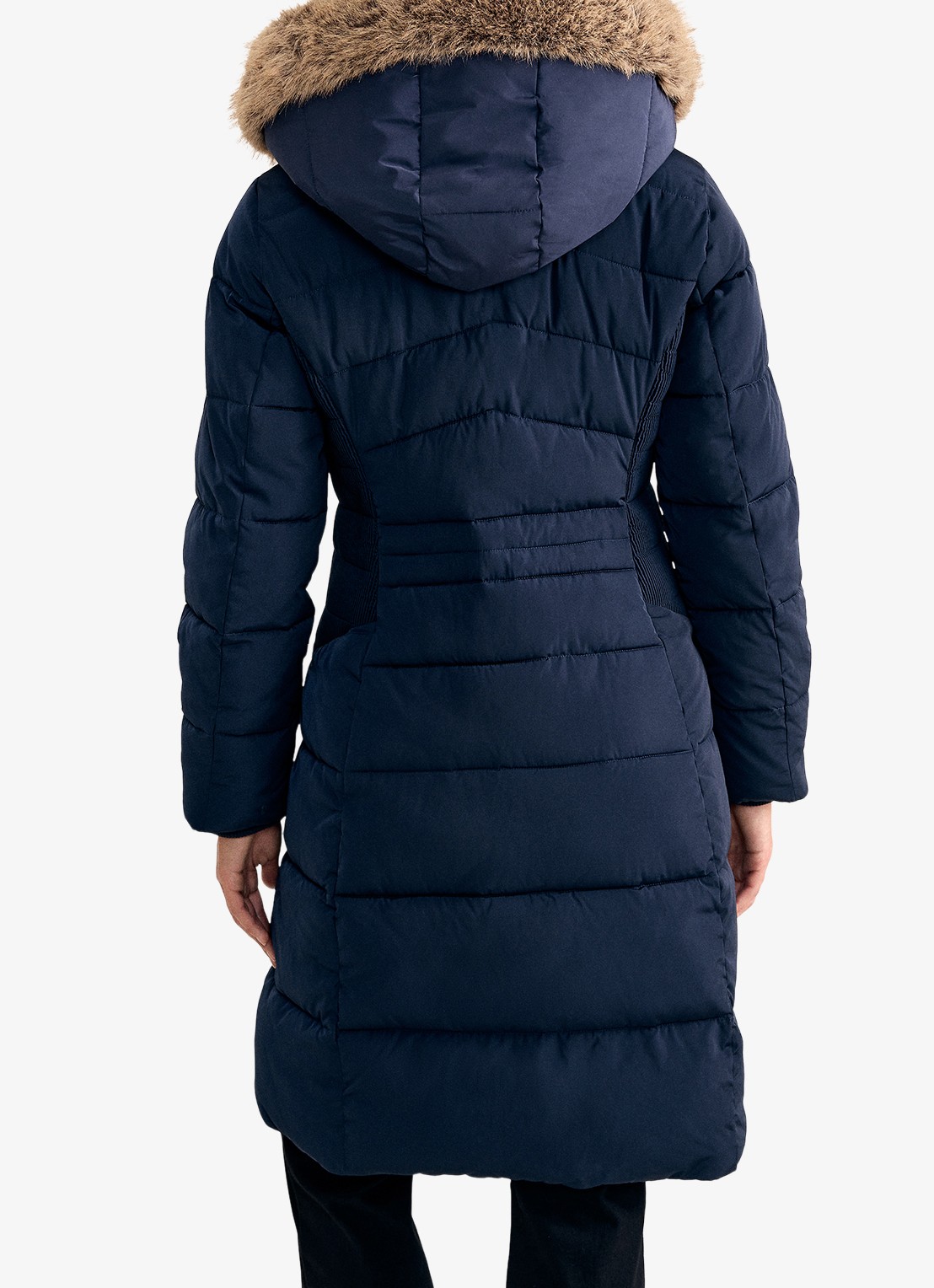 Phase Eight Amber midi gewatteerde parka met afneembare capuchon - achterkant 8 blauw