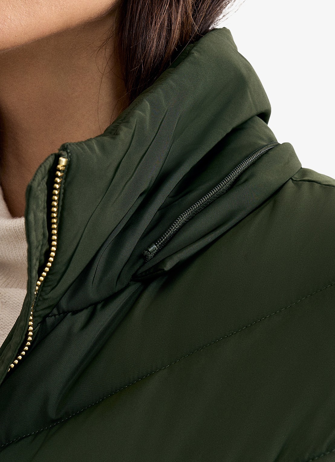 Phase Eight Amber mini gewatteerde parka met afneembare capuchon - detail 5 donkergroen