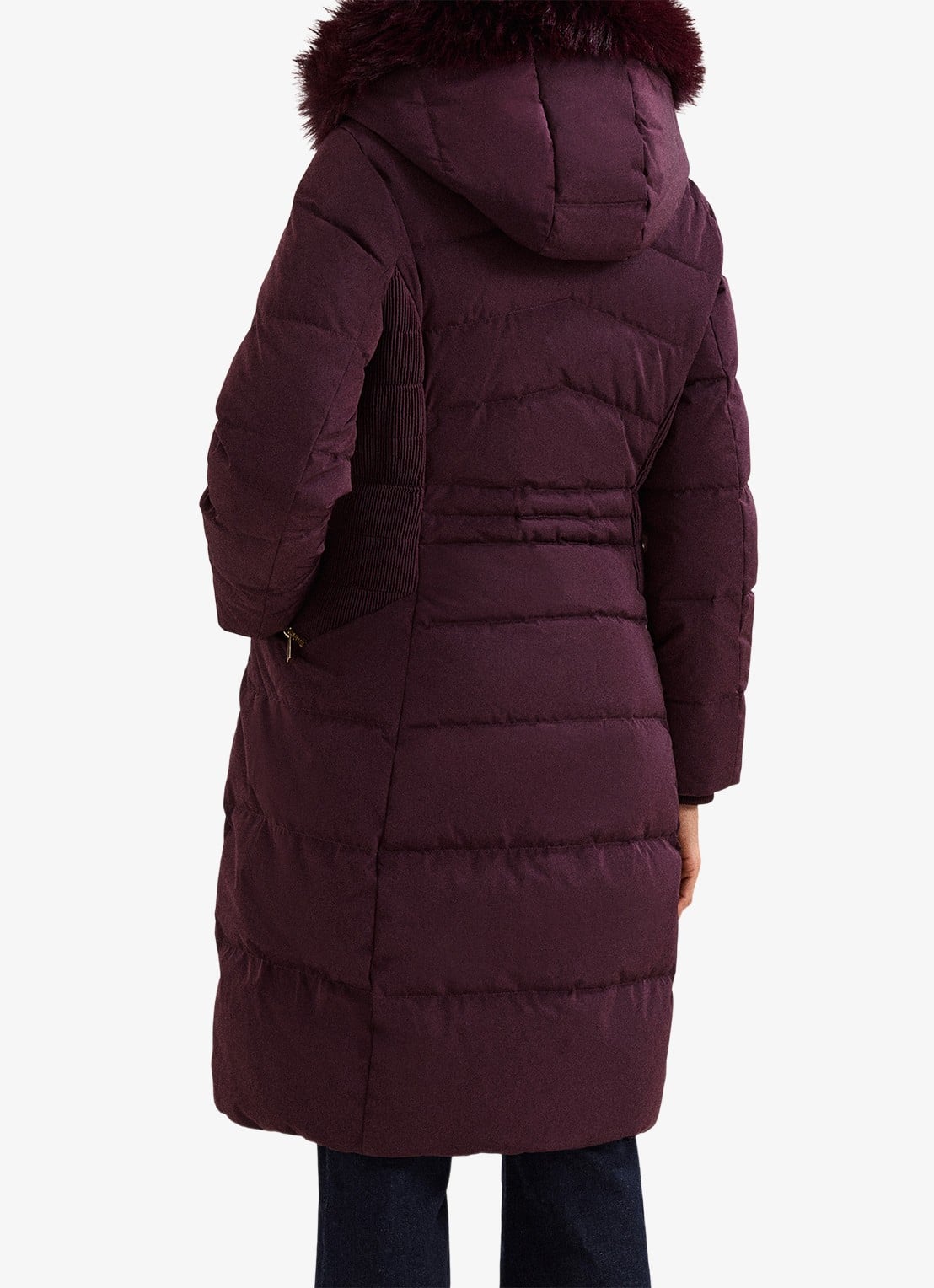 Phase Eight Amber puffer jas met capuchon - achterkant 8 aubergine