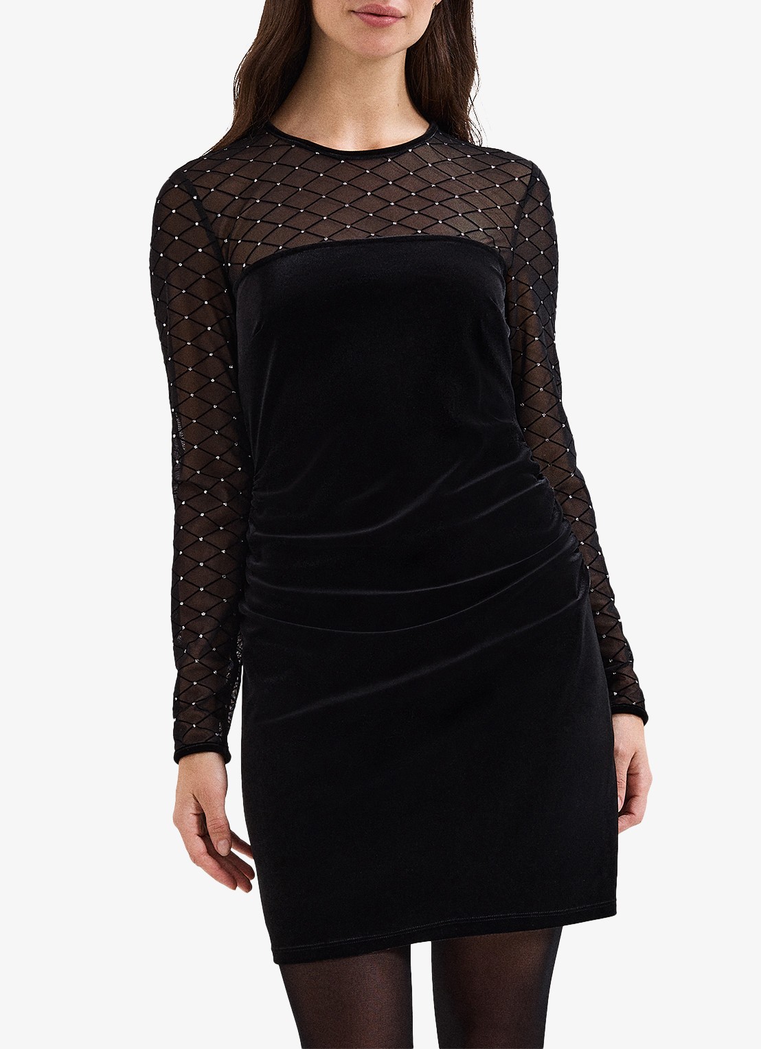 Phase Eight Amberose mini jurk van fluweel met strass - detail 3 zwart