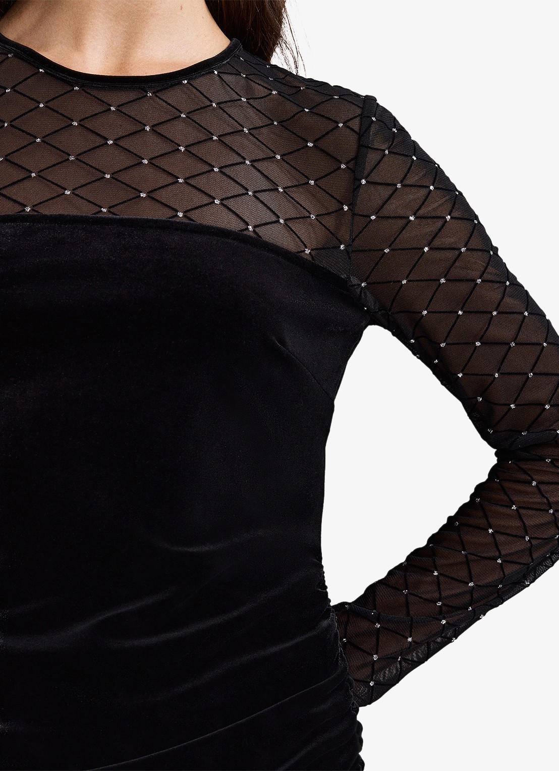 Phase Eight Amberose mini jurk van fluweel met strass - detail 5 zwart