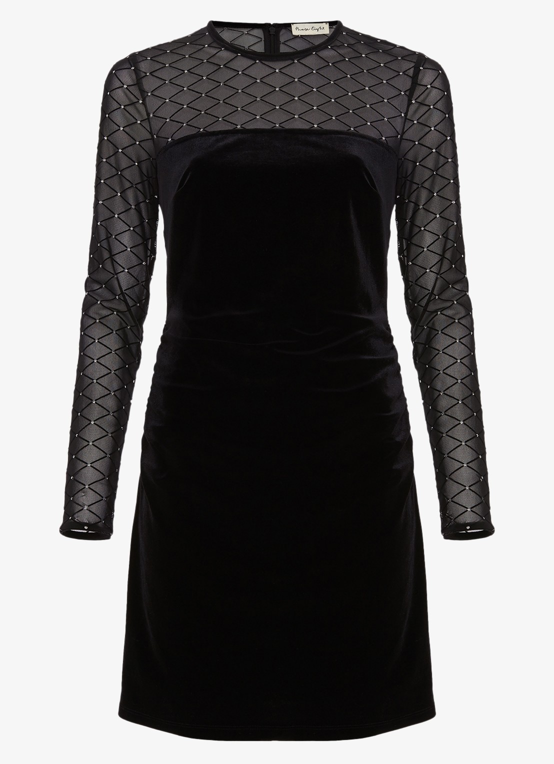 Phase Eight Amberose mini jurk van fluweel met strass - voorkant zwart
