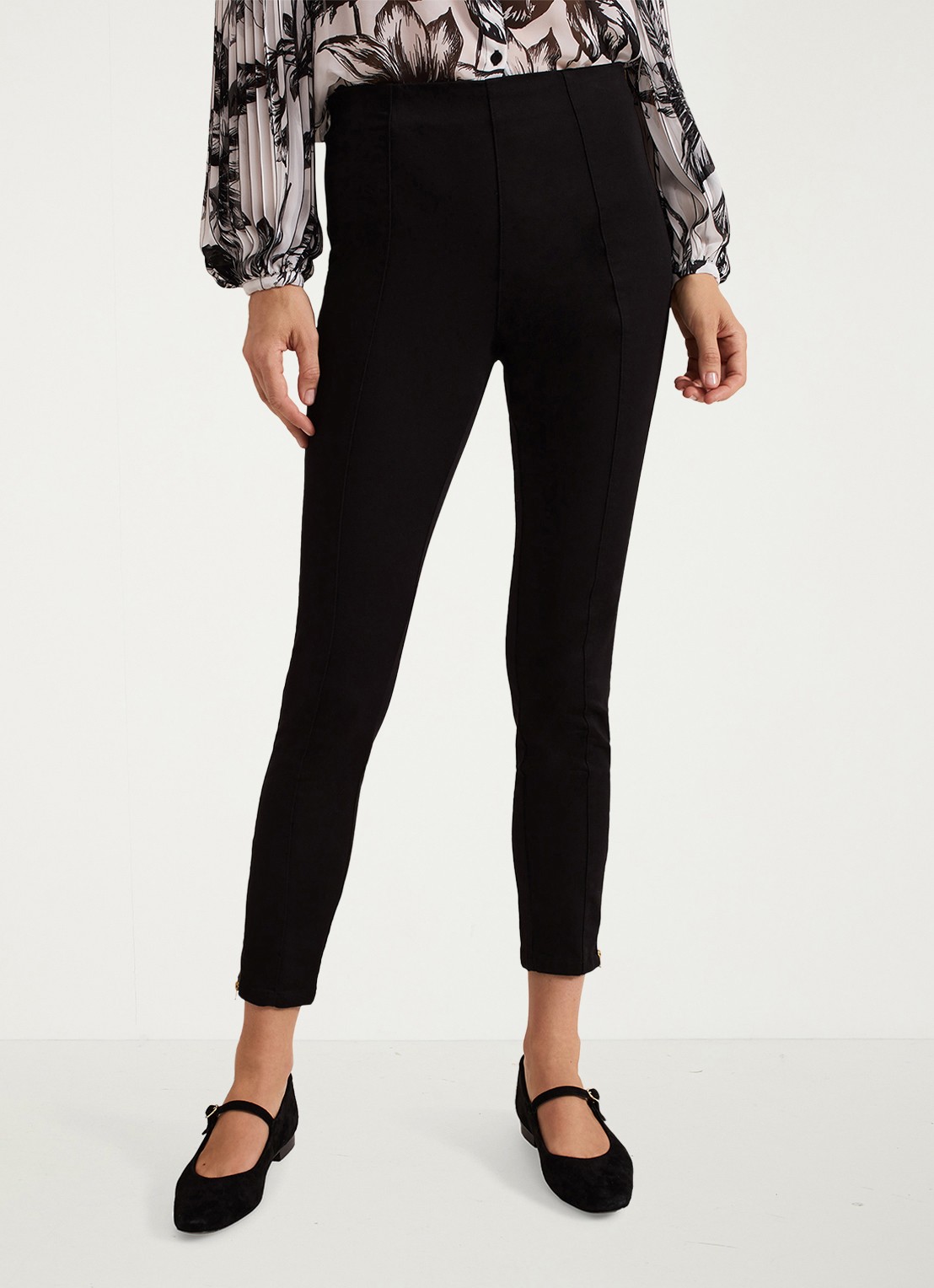 Phase Eight Amina mid waist cropped skinny fit broek persplooi - detail zwart