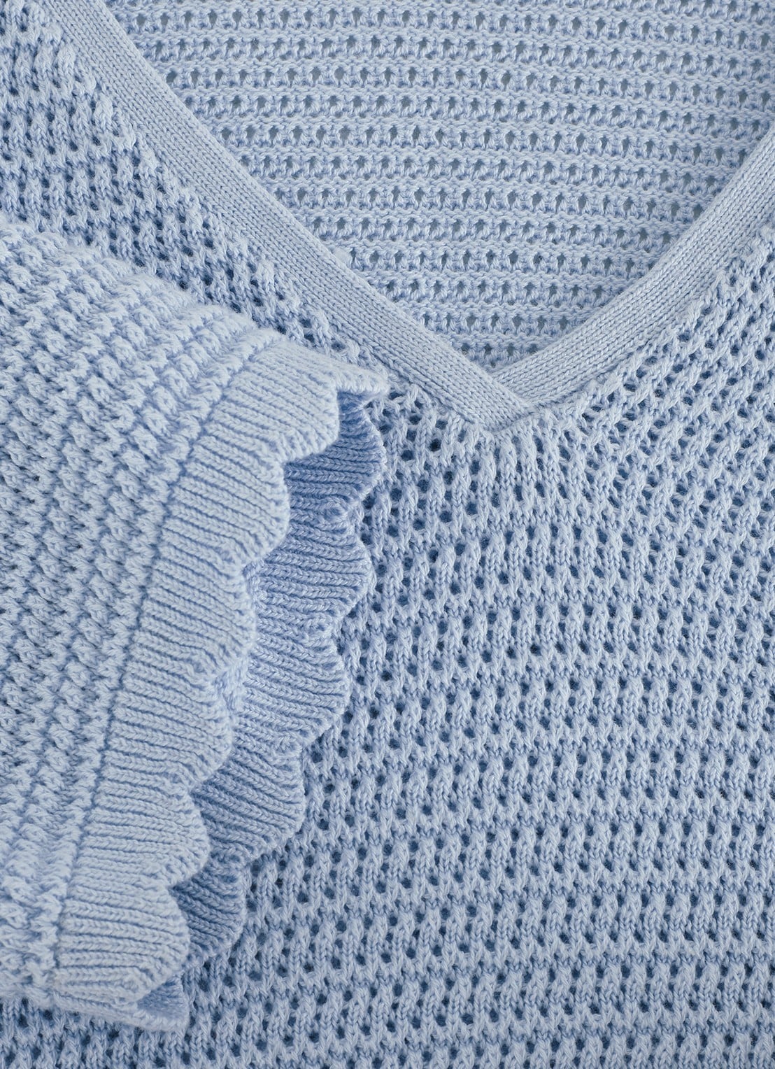 Phase Eight Amira grofgebreide top met V-hals - detail 8 lichtblauw