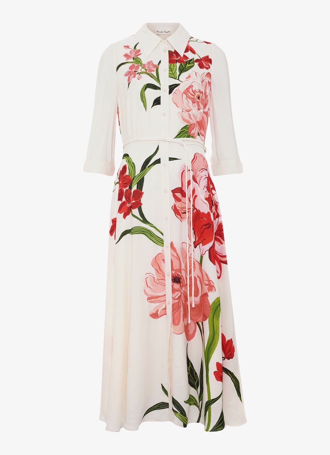 Phase Eight Anabella maxi blousejurk met bloemenprint - voorkant gebroken wit