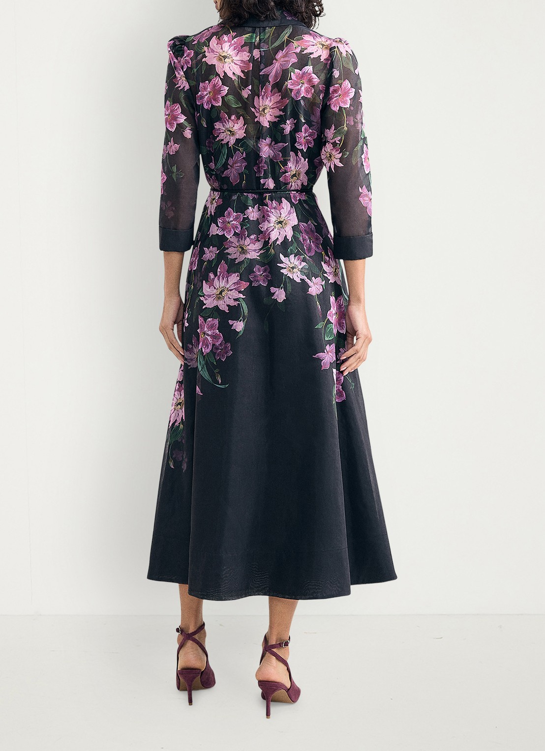 Phase Eight Anabelle maxi blousejurk met bloemenprint - achterkant 3 zwart