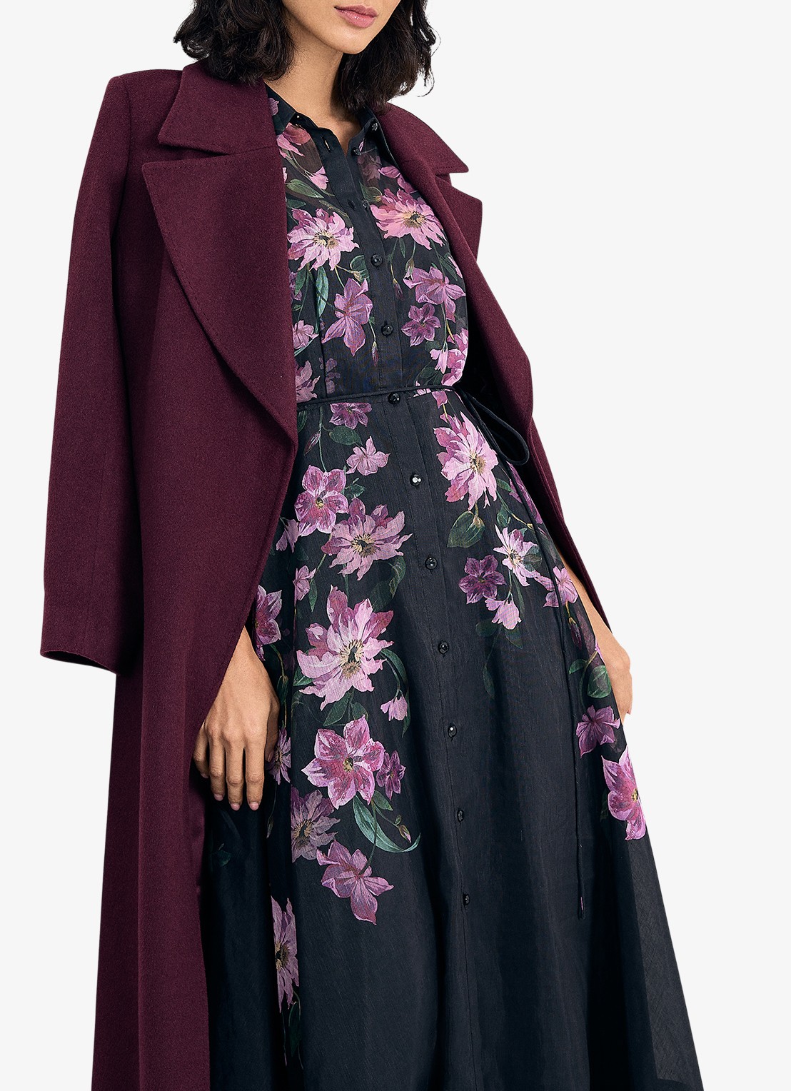 Phase Eight Anabelle maxi blousejurk met bloemenprint - detail 7 zwart