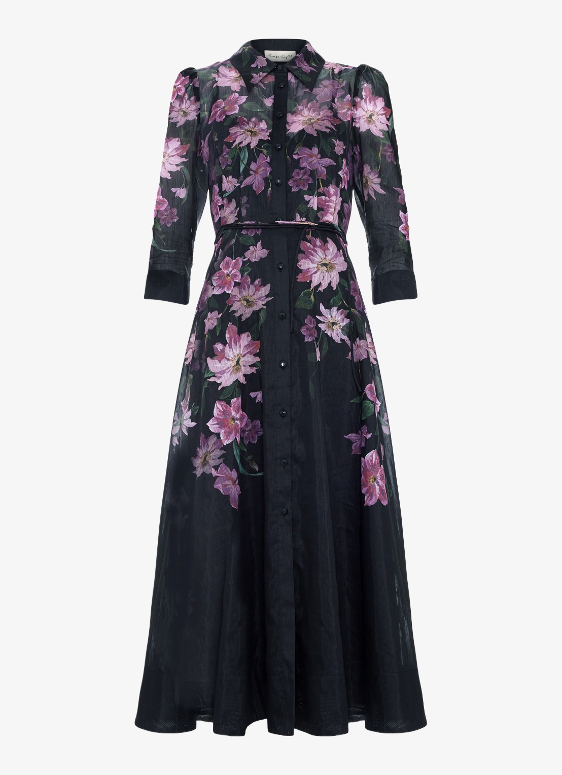 Phase Eight Anabelle maxi blousejurk met bloemenprint - voorkant zwart