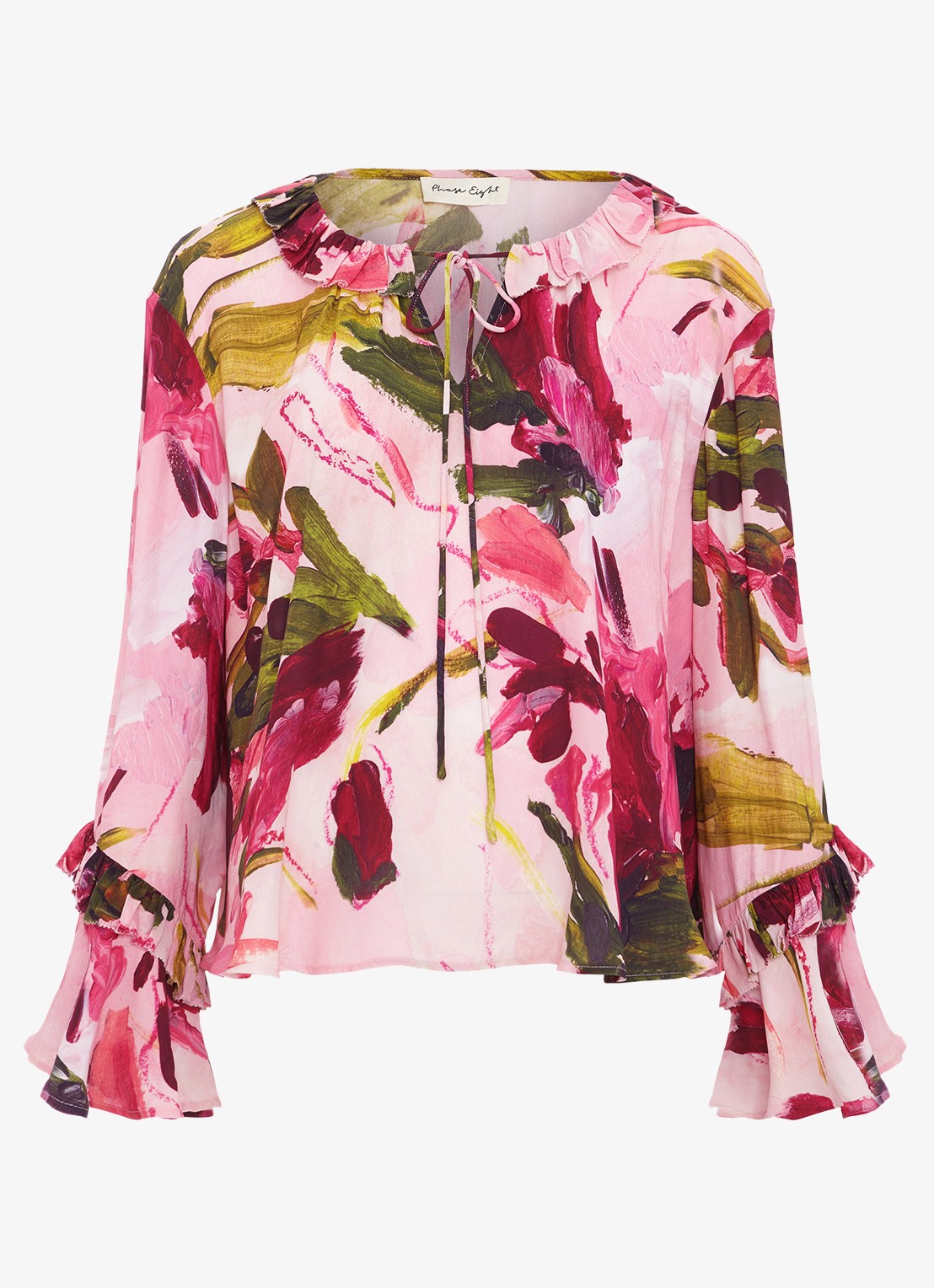 Phase Eight Andi blouse met bloemenprint - voorkant 2 roze
