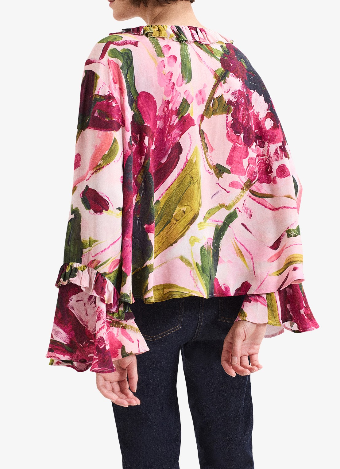Phase Eight Andi blouse met bloemenprint - achterkant 7 roze