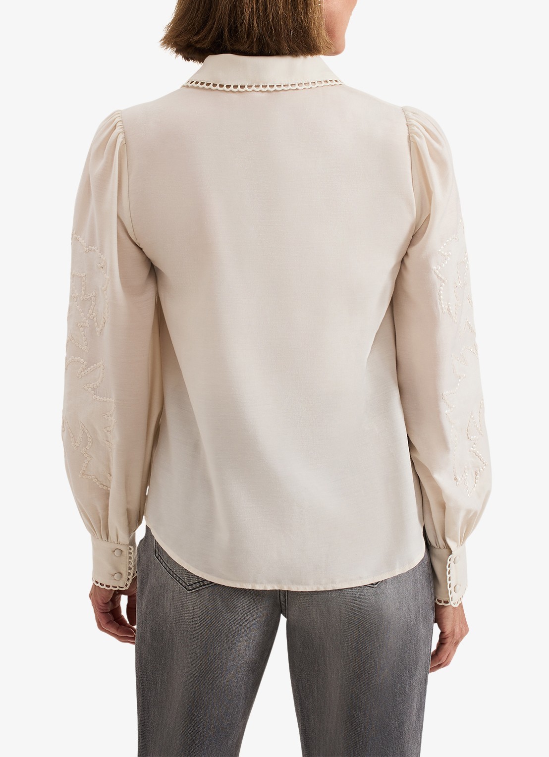 Phase Eight Aneira blouse met pailletten  - achterkant 8 gebroken wit